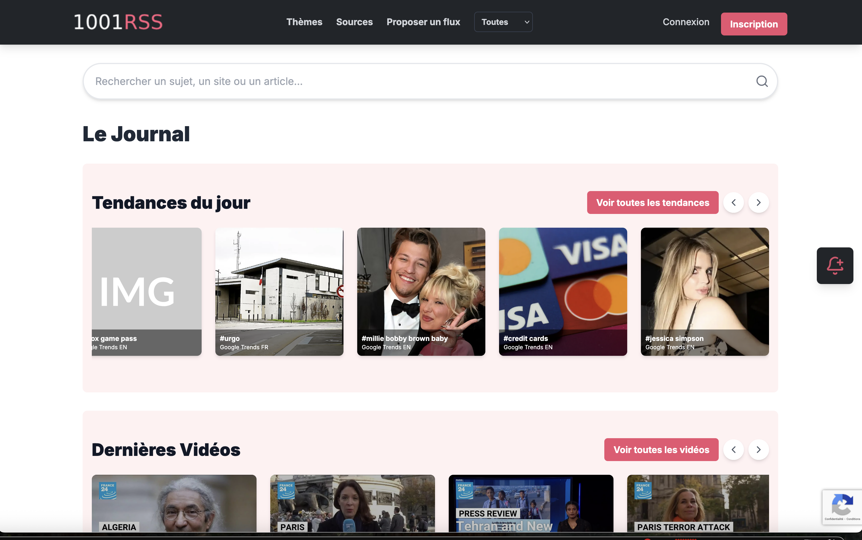 Capture d’écran du site 1001rss.com